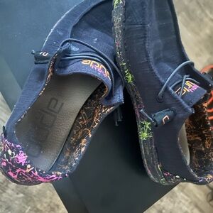 Hey Dude Black and Multicolor Flats